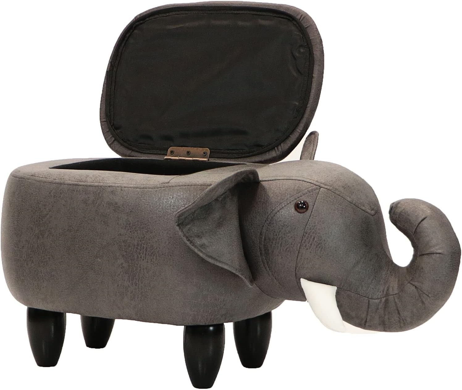 	Critter Sitter Faux Elephant Storage OttomanWood Legs 15in