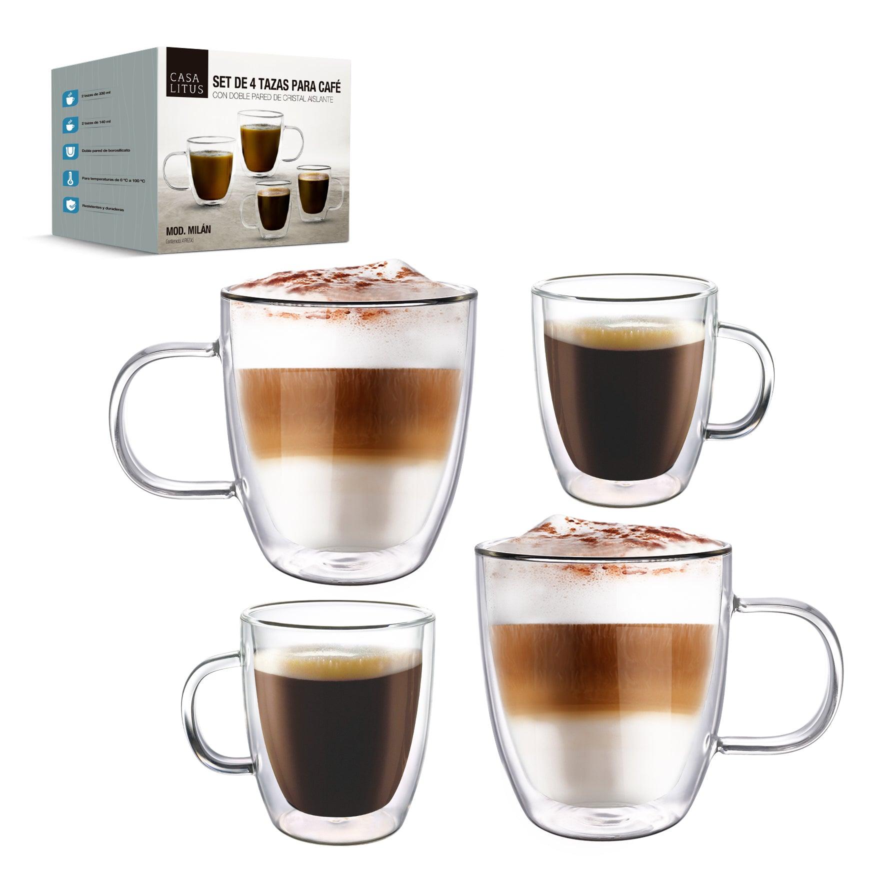 Tazas para Café de Doble Pared de Cristal Térmico (4 Pz)