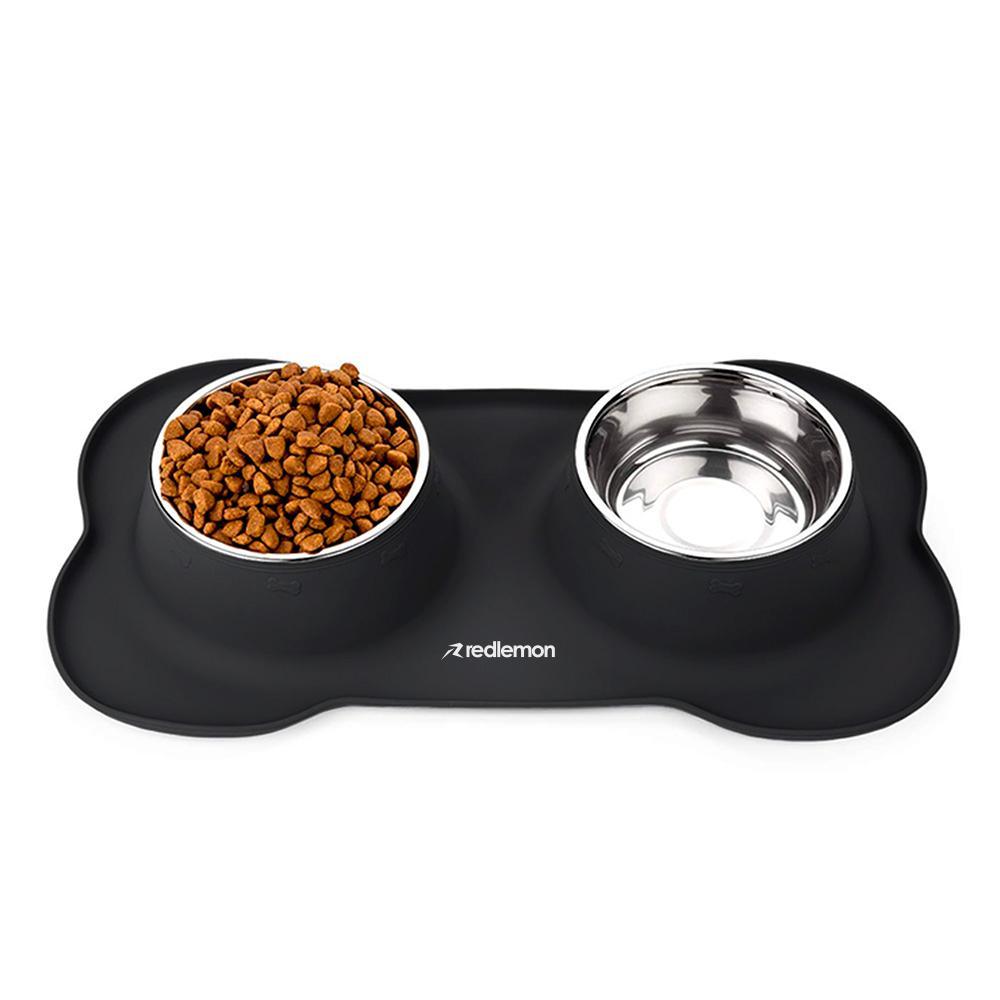 Plato para Perro con 2 Tazones Desmontables de Acero Inoxidable de 750 ml